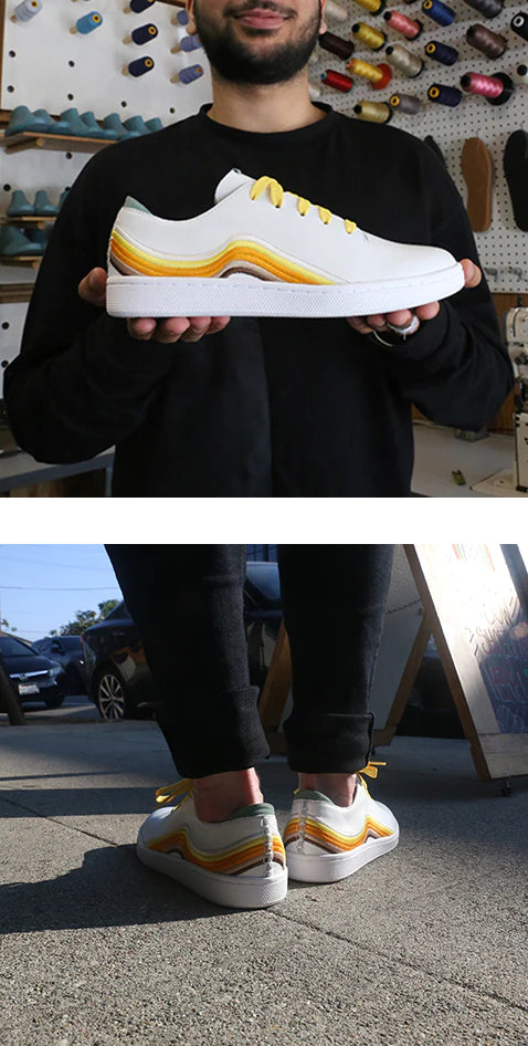 custom westsider shoe with yellow brown rainbow